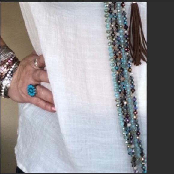 2 CRYSTAL LONG NECKLACE/ER SET - Picture 2 of 4